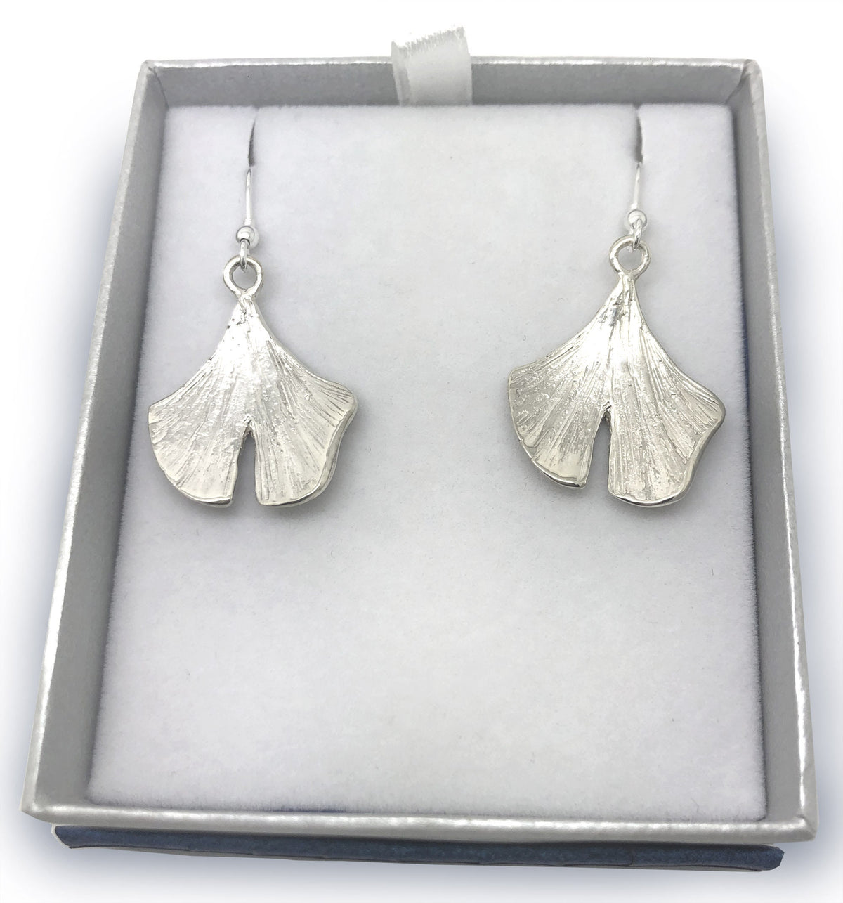 Ginkgo leaf earrings. Hallmarked silver. Ginko or Gingko. Perfect gift for a gardener, wildlife, nature enthusiast. Silver tree earrings.