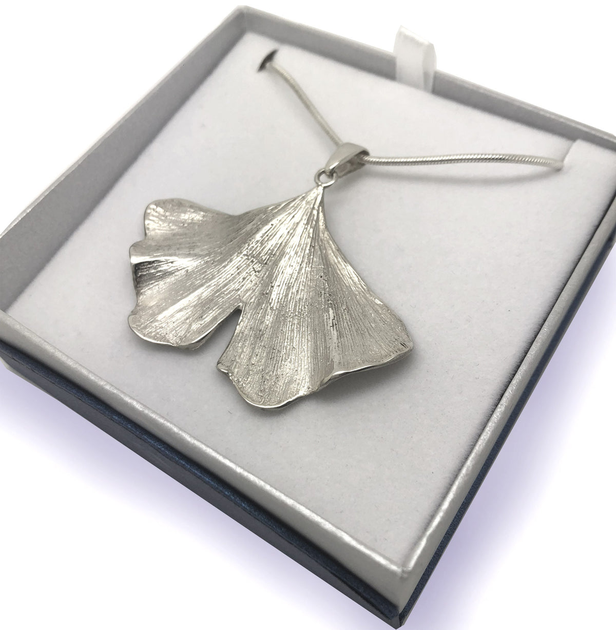 Large Ginkgo leaf pendant. Hallmarked silver. Ginko or Gingko. Perfect gift for a gardener, wildlife, nature enthusiast. Tree necklace.