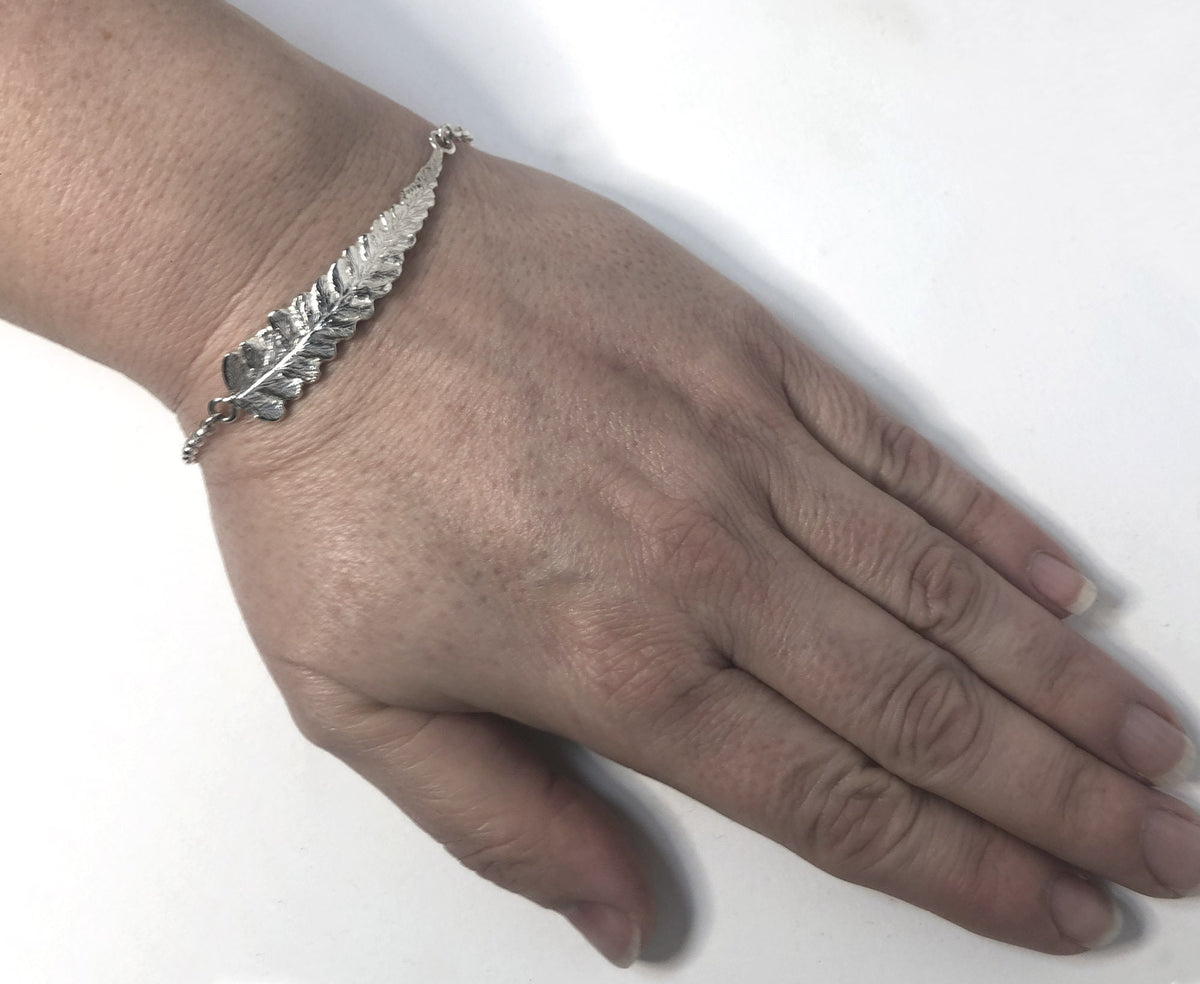 Fern leaf bracelet. Fern jewellery. Hallmarked silver. Perfect gift for a gardener, wildlife, nature enthusiast. New Zealands plant.