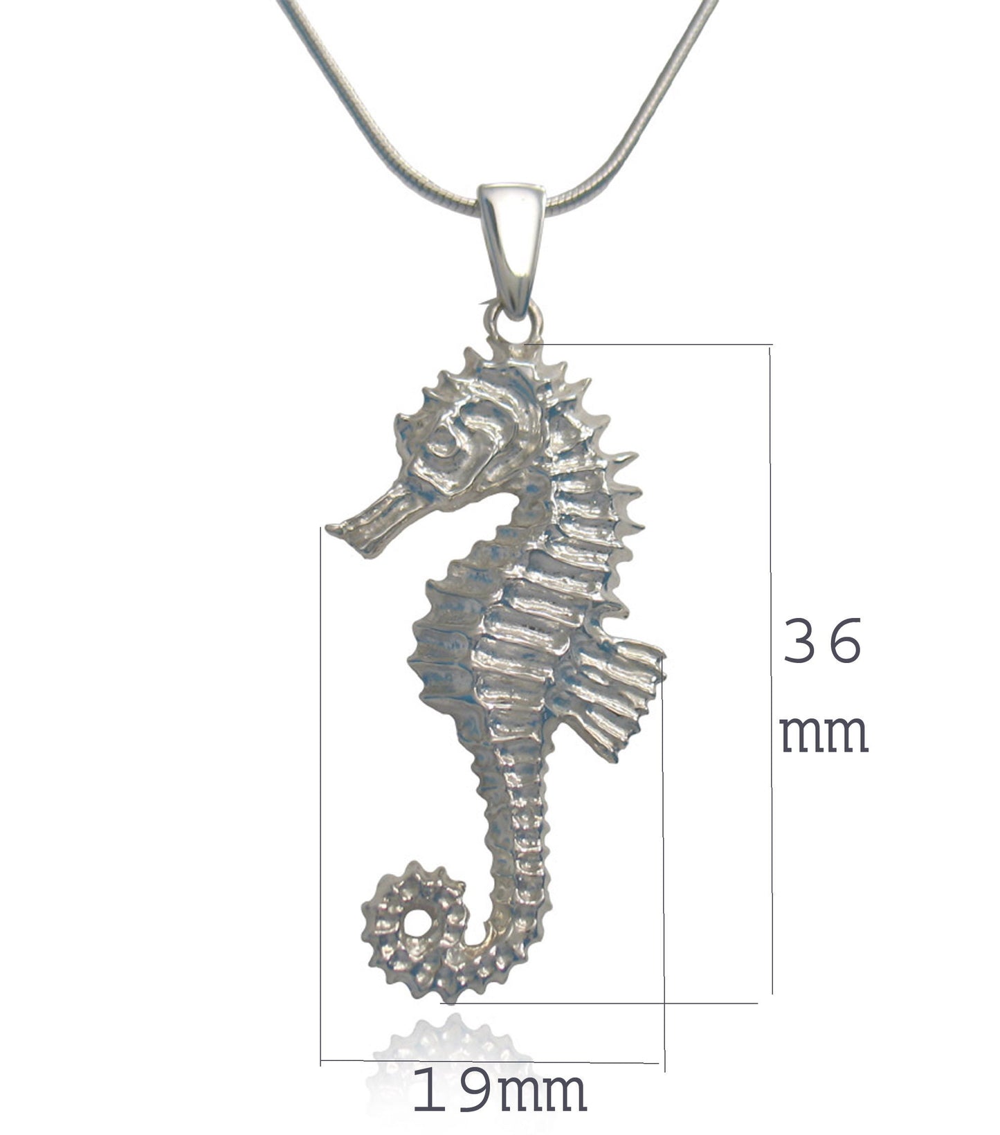 Seahorse Pendant, Sea Horse necklace, Sterling Silver, striking design, hallmarked, UK made, Gift Boxed
