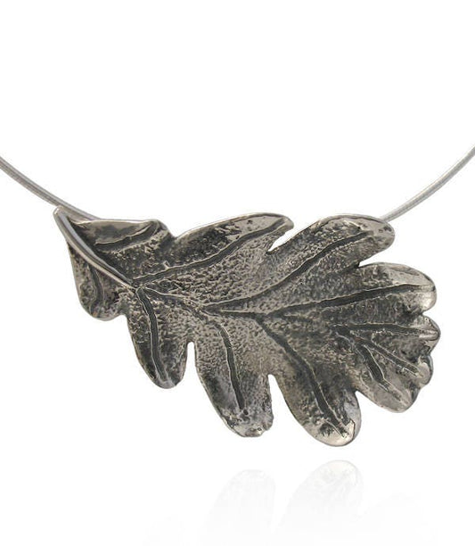 Large silver oak leaf pendant. Perfect for a nature lovers, autumn style, striking boho necklace.