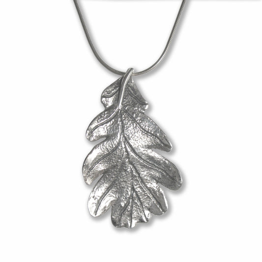 Large silver oak leaf pendant. Perfect for a nature lovers, a striking boho necklace.