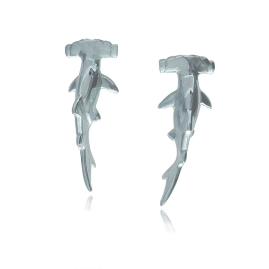 Sterling Silver Hammerhead Shark Stud Earrings.